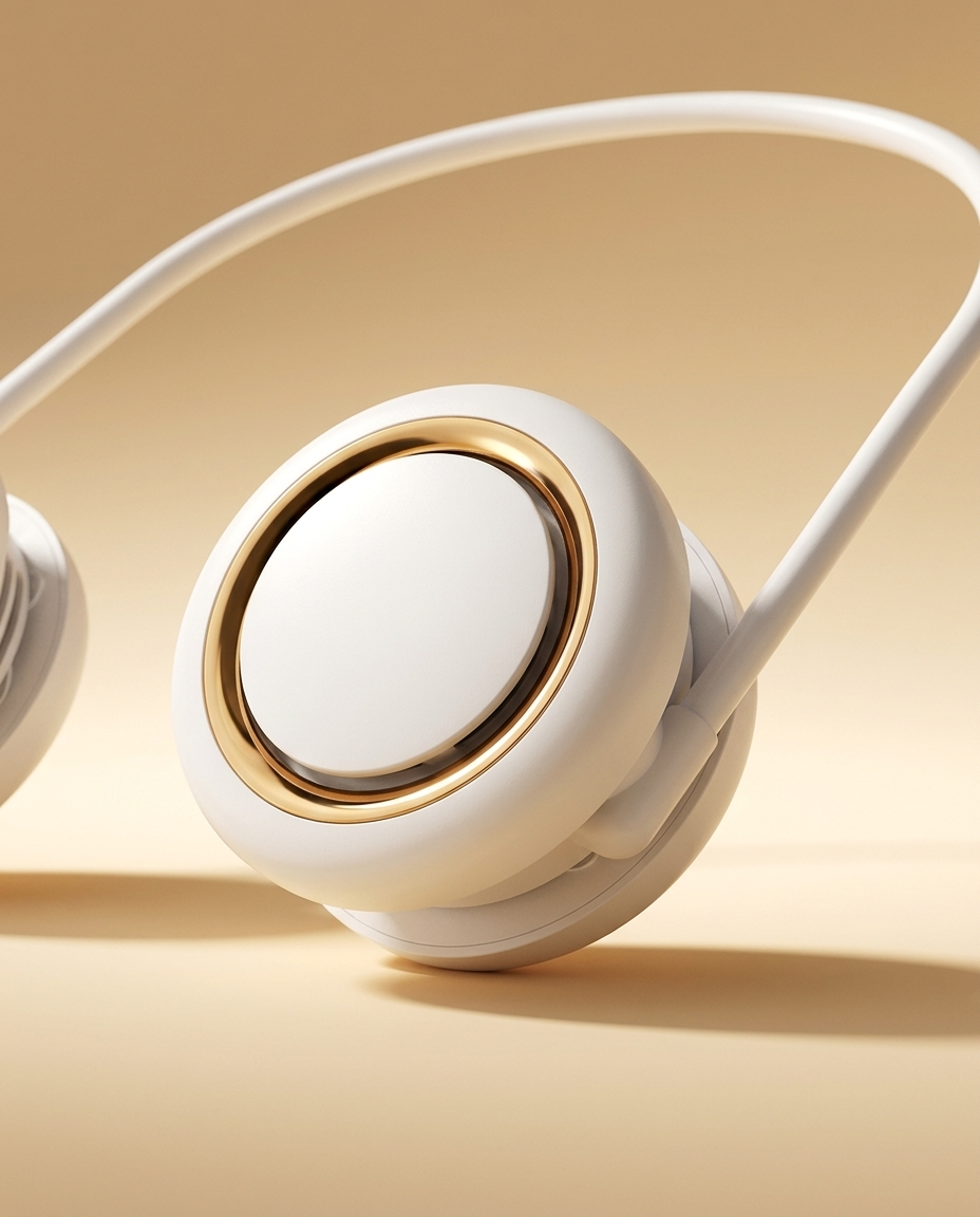 Close-up of the neck fan gold-rimmed pod