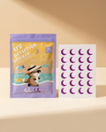 UV reminder stickers, moon design, on a warm ivory background