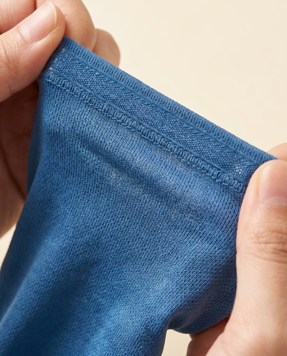 Close-up of the breathable ice-silk weave and silicone grip band on the cooling arm sleeve